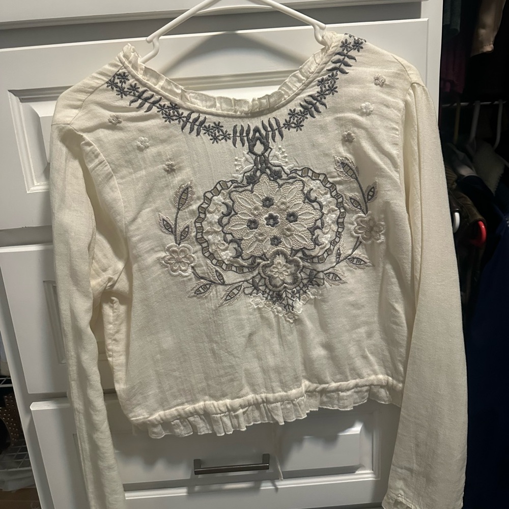 Embroidered Cream Top